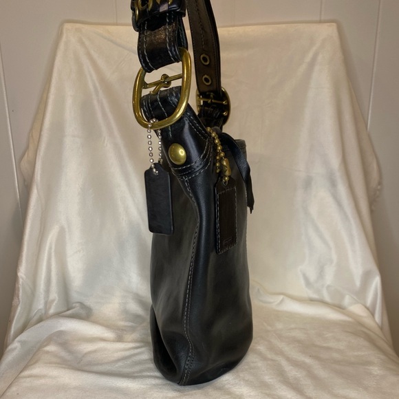 Coach Bleeker Tattersall Duffle Bucket Black Leather Shoulder Bag - Picture 4 of 12